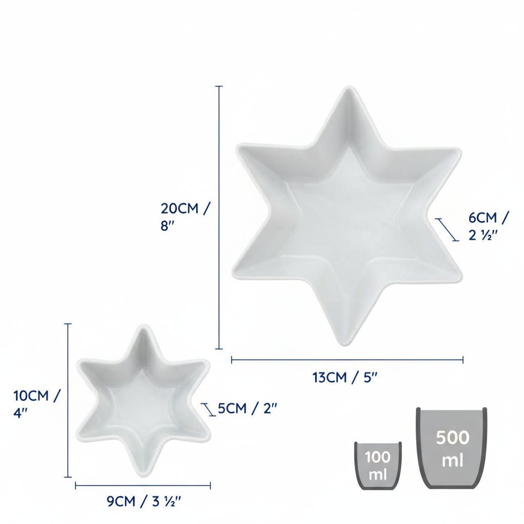 White Porcelain Star Bowl - Small or Large - Distinctly Living