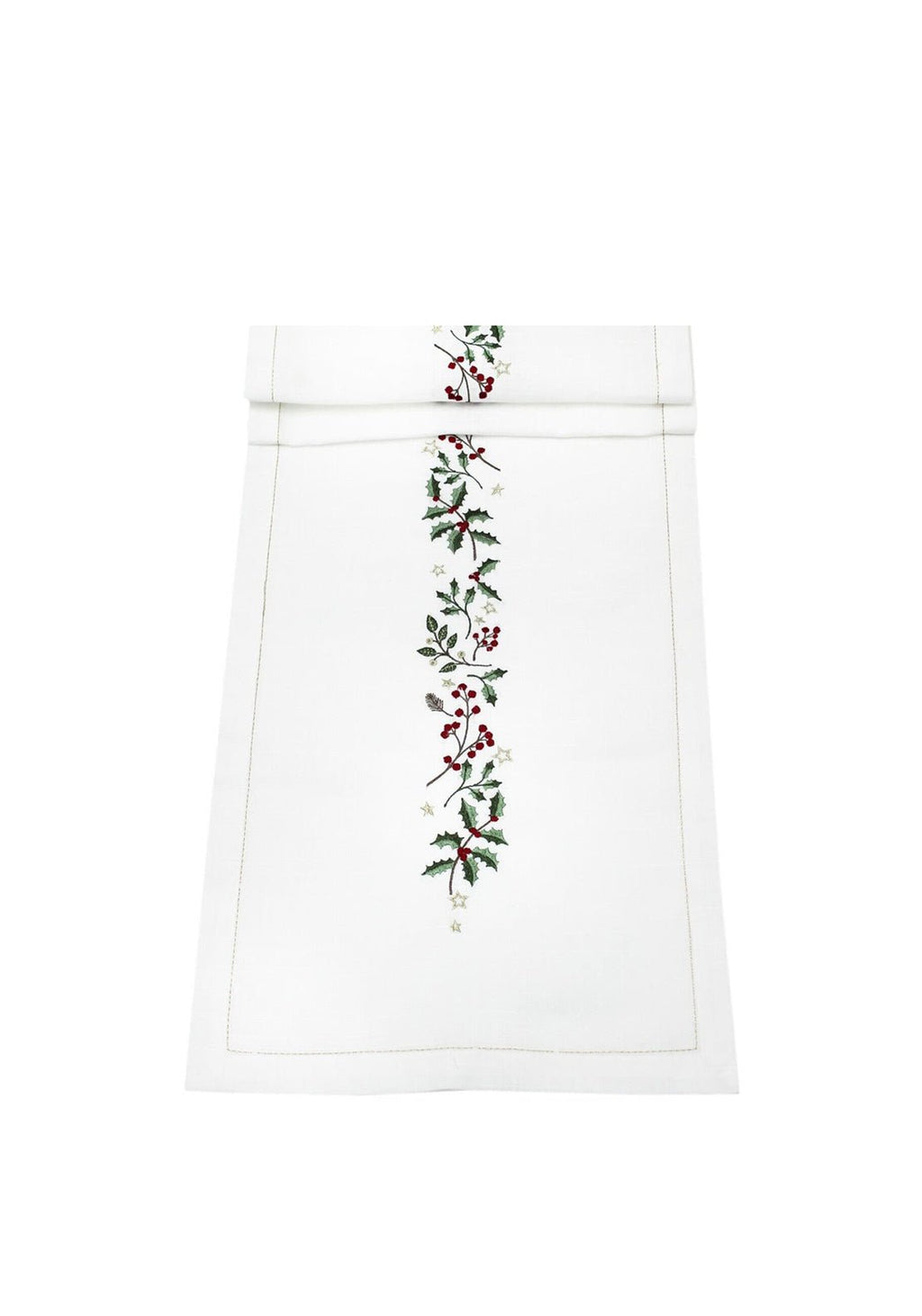Winter Hedgerow Christmas Table Runner – White - Distinctly Living