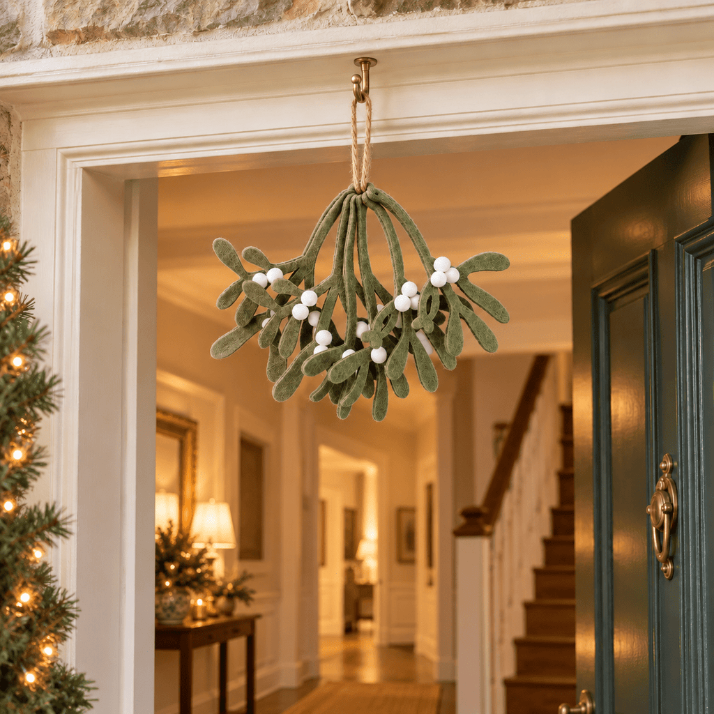 Winter Kiss Felt Mistletoe Hanger - Distinctly Living