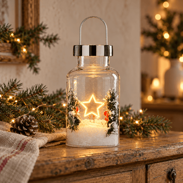 Winterberry Star Glass Lantern - 20cm - Distinctly Living