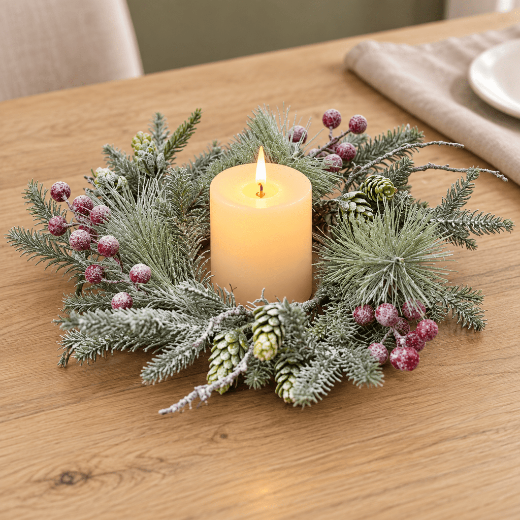 Winterwood Snowy Berry Candle Ring - Distinctly Living