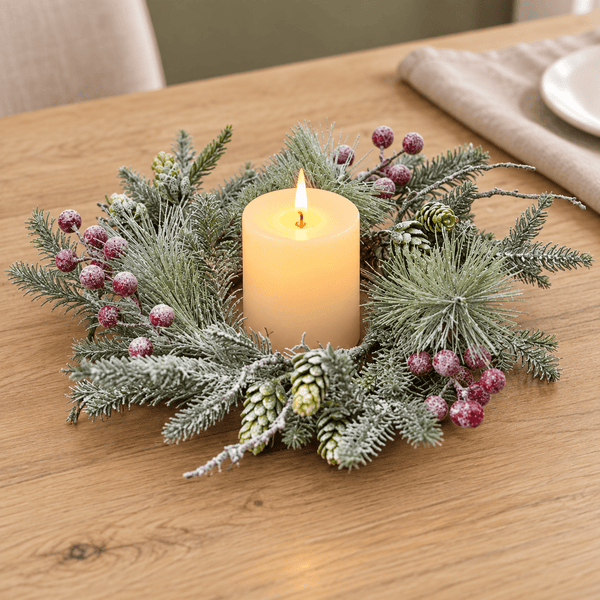 Winterwood Snowy Berry Candle Ring - Distinctly Living