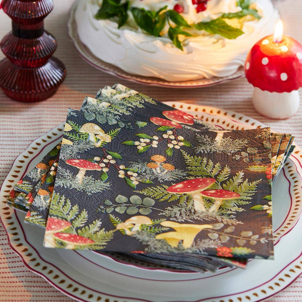 Woodland Mushroom Christmas Napkins - 20 Pack - Distinctly Living