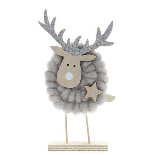 Woolly Sparkle Reindeer On Stand - Distinctly Living