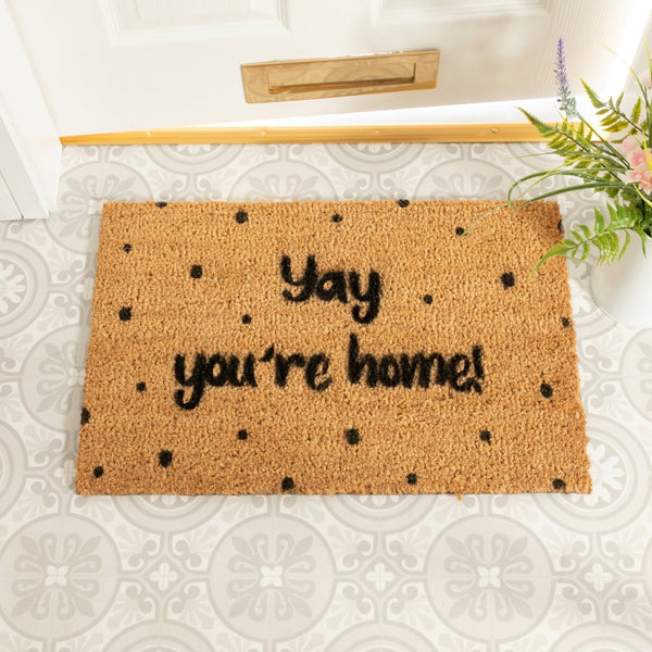 Yay You're Home Spotty Doormat - Distinctly Living