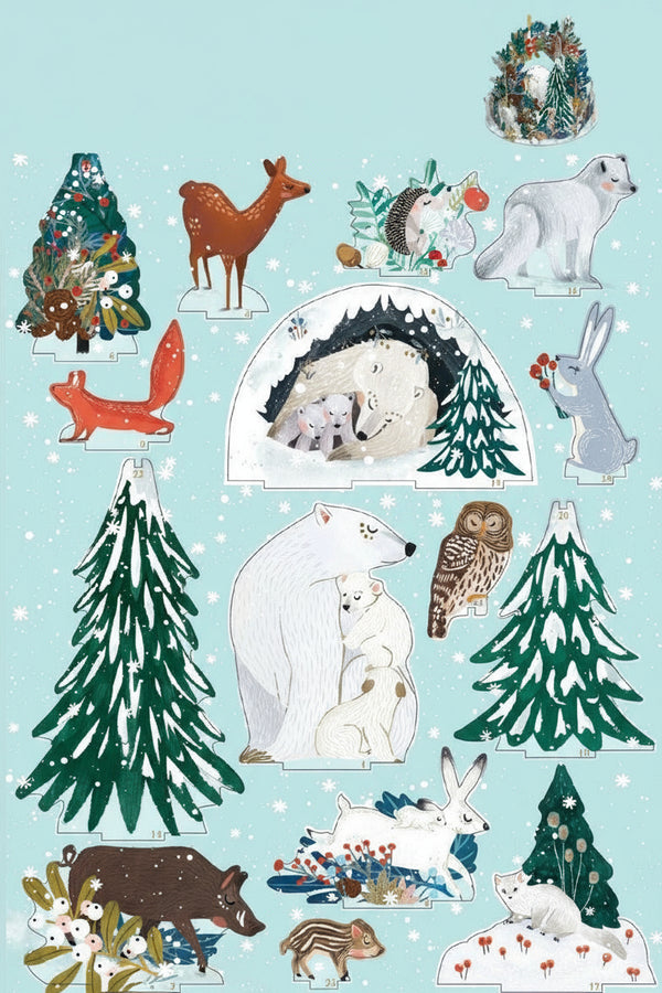 3D Christmas Advent Calendar - Snowy Forest Bears - Distinctly Living