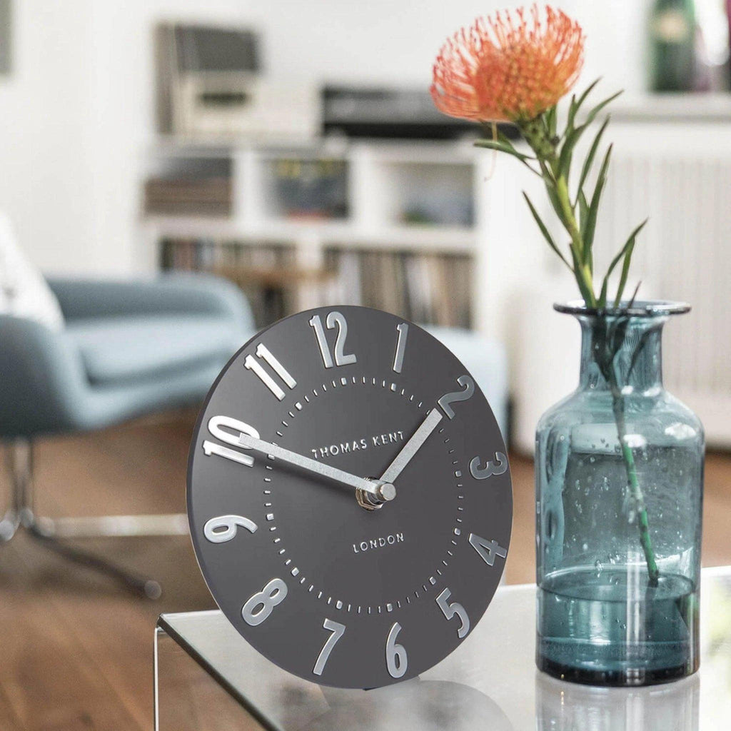 6" Mulberry Mantel Clock Graphite Silver - Distinctly Living