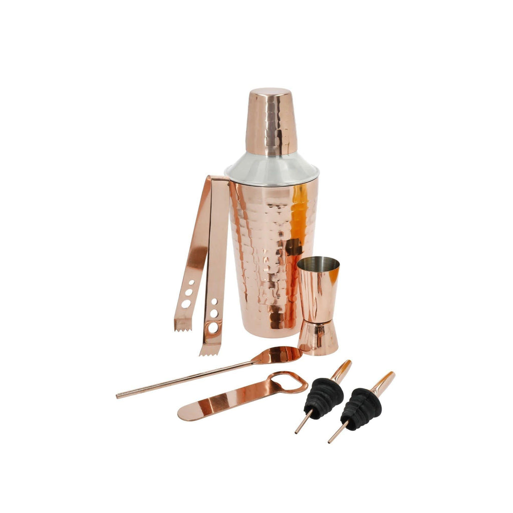 7-Piece Boston Cocktail Maker Set with Hammered Copper Finish - Distinctly Living