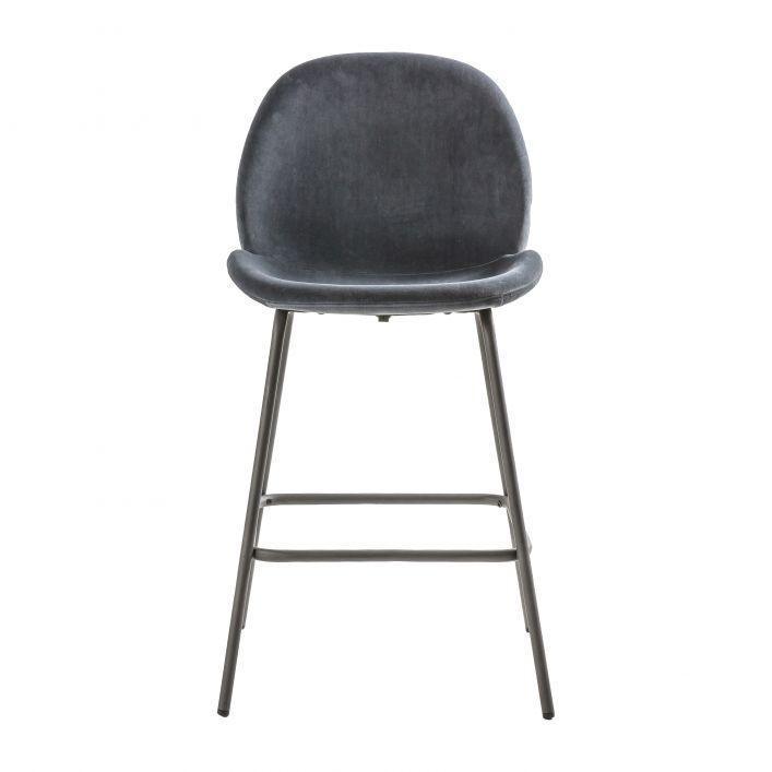 A Pair of Soft Velvet Barstools - Dark Grey, Light Grey, Black, Brown and Green - Distinctly Living 