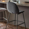 A Pair of Soft Velvet Barstools - Dark Grey, Light Grey, Black, Brown and Green - Distinctly Living 