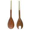 Acacia Wood And Gold Salad Servers - Distinctly Living