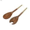 Acacia Wood And Gold Salad Servers - Distinctly Living