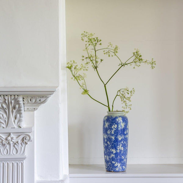 Antiqued Style Vase - Blue Leaf - Distinctly Living