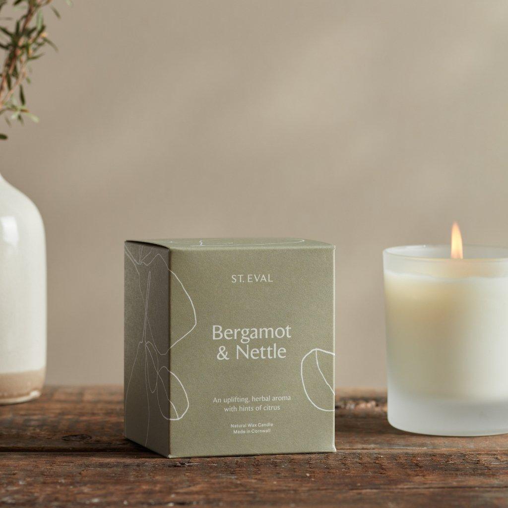Bergamot & Nettle, Lamorna Glass Candle - Distinctly Living