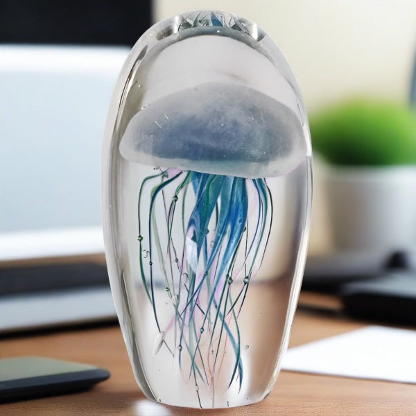 Blue and Green Jellyfish Paperweight - Distinctly Living