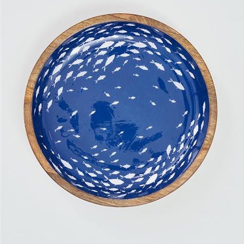 Blue Wooden Fish Bowl - Distinctly Living