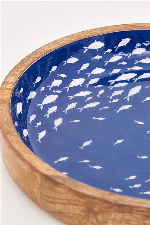 Blue Wooden Fish Bowl - Distinctly Living
