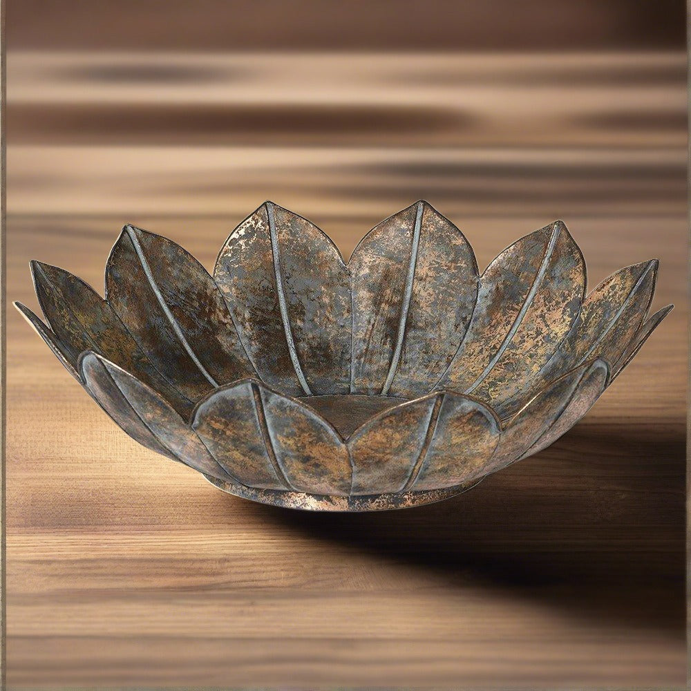 Bronze Metal Lotus Bowl - Distinctly Living 