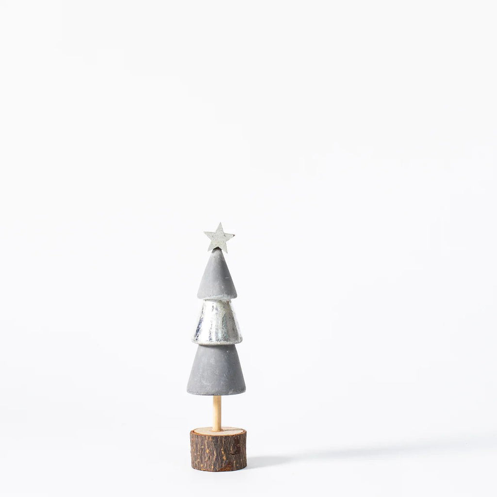 Cement Christmas Tree With Log Base - Distinctly Living