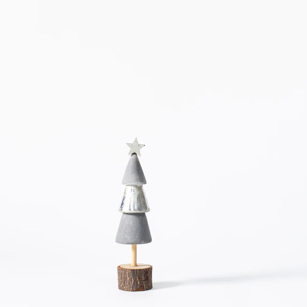 Cement Christmas Tree With Log Base - Distinctly Living