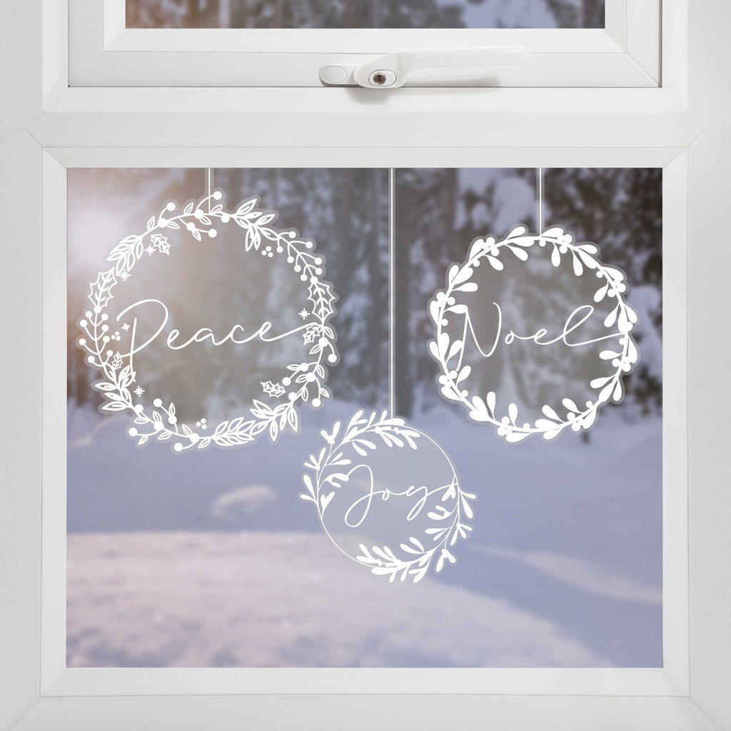 Christmas Wreath Window Stickers - Distinctly Living