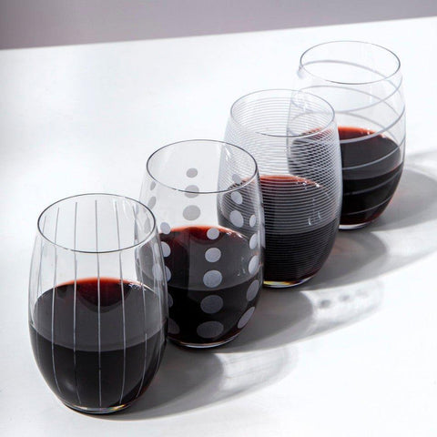 Deco Stemless Wine Glasses - Set of 4 - Distinctly Living 