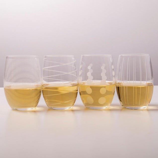 Deco Stemless Wine Glasses - Set of 4 - Distinctly Living 