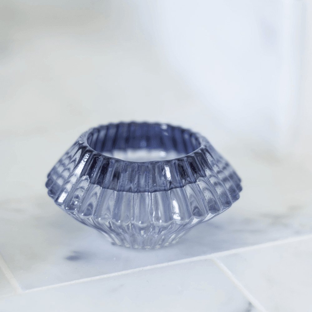 Dual Tea Light or Candle Holder Sparkling Blue - Distinctly Living