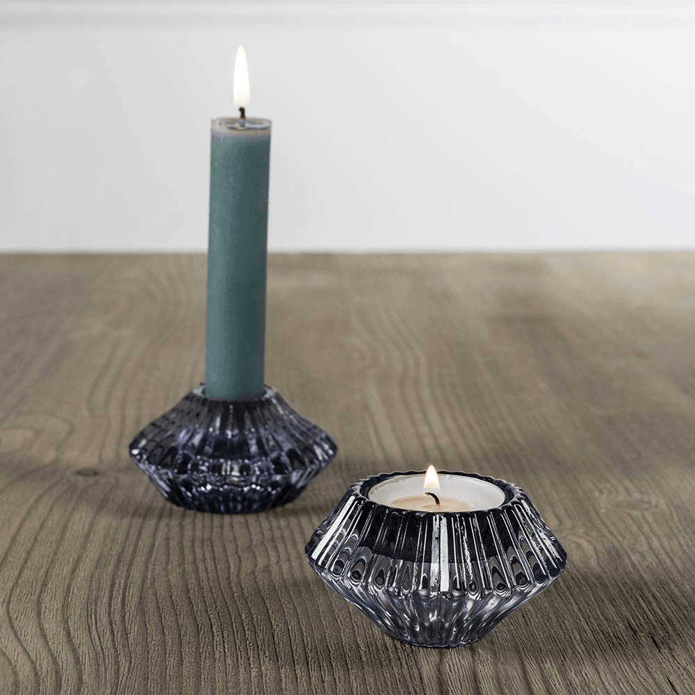 Dual Tea Light or Candle Holder Sparkling Blue - Distinctly Living