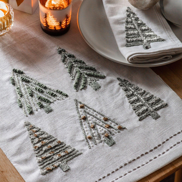 Embroided Trees Table Runner - Two Sizes - Distinctly Living 