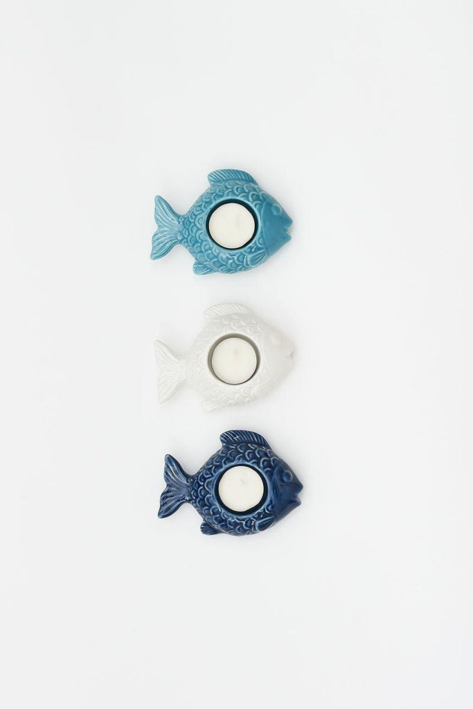 Fish Tealight Holder - Blue, White or Turquoise - Distinctly Living 