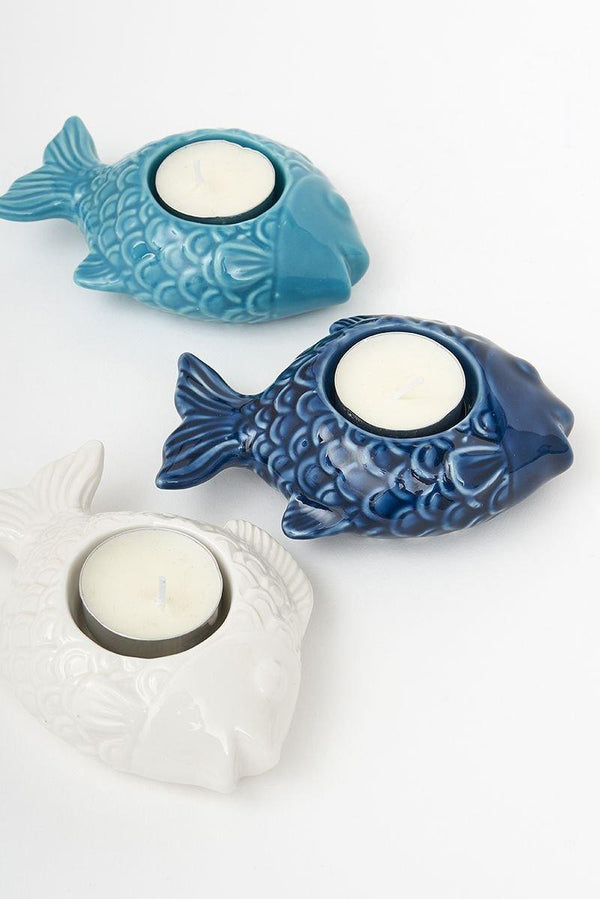 Fish Tealight Holder - Blue, White or Turquoise - Distinctly Living 