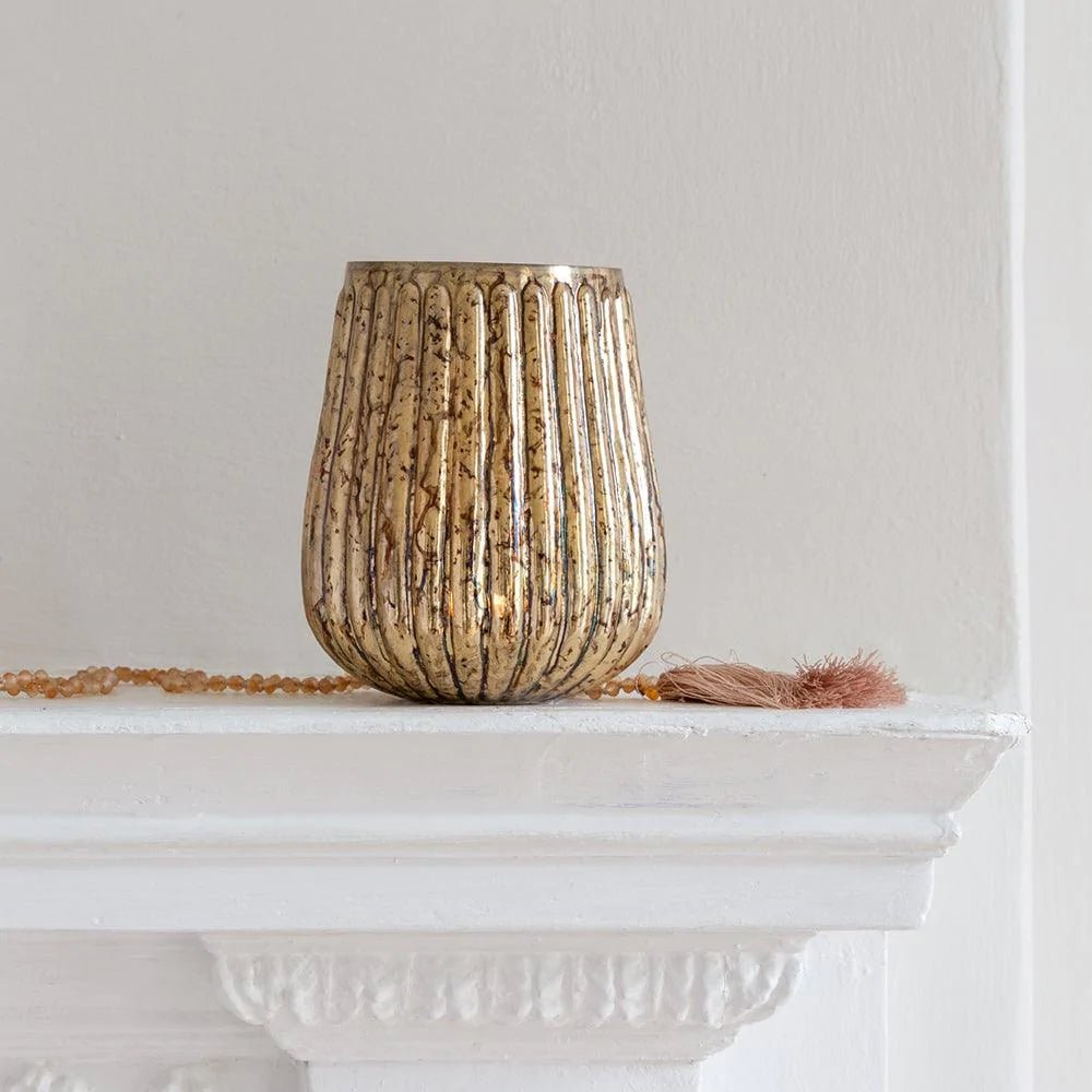 Fluted Antiqued Gold Votive - Distinctly Living