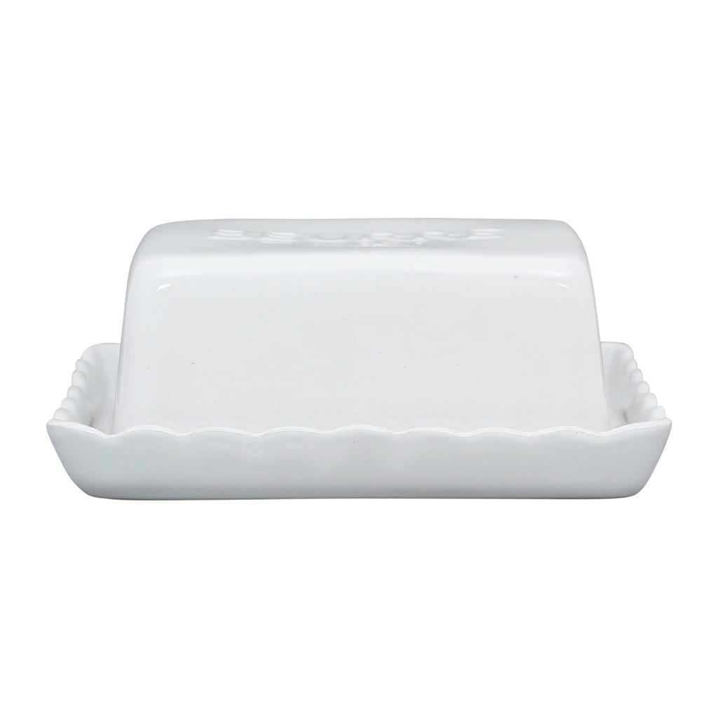 French White Ceramic Butter Dish - Distinctly Living