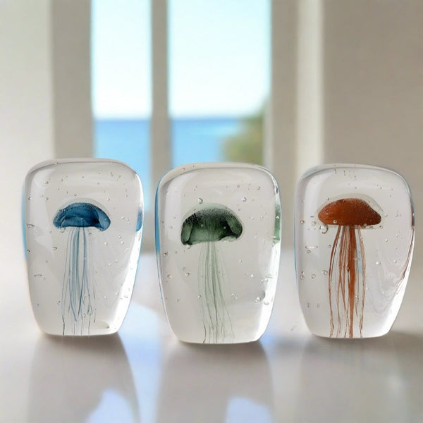Glass Jellyfish Paperweight - Red, Green or Blue - Distinctly Living