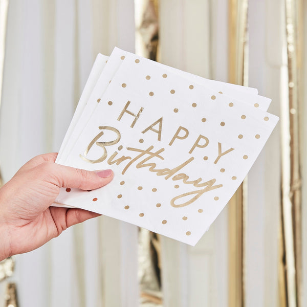 Gold Foiled Happy Birthday Napkins - Distinctly Living