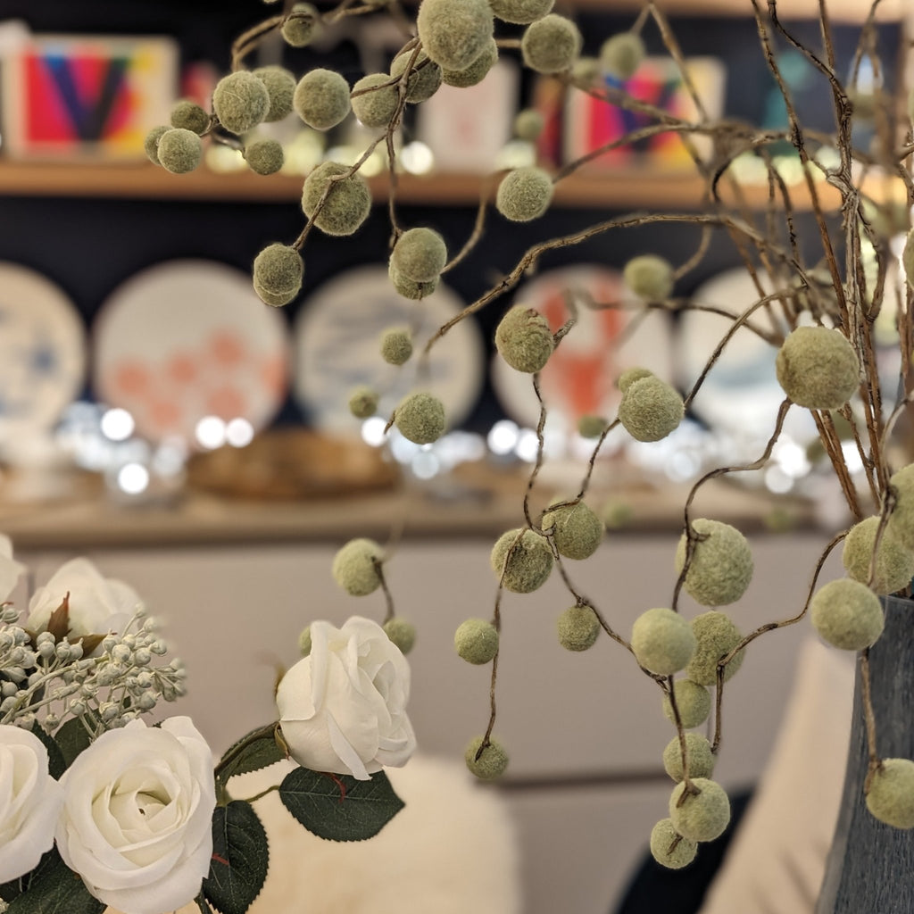 Green Pom Pom Willow Spray - Distinctly Living