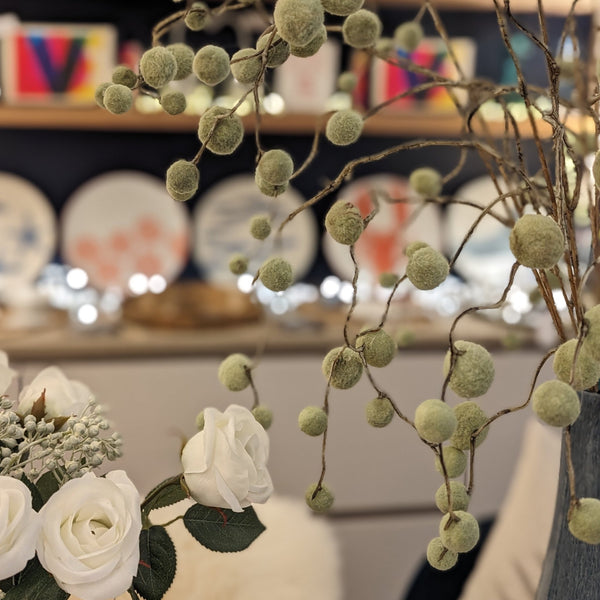 Green Pom Pom Willow Spray - Distinctly Living