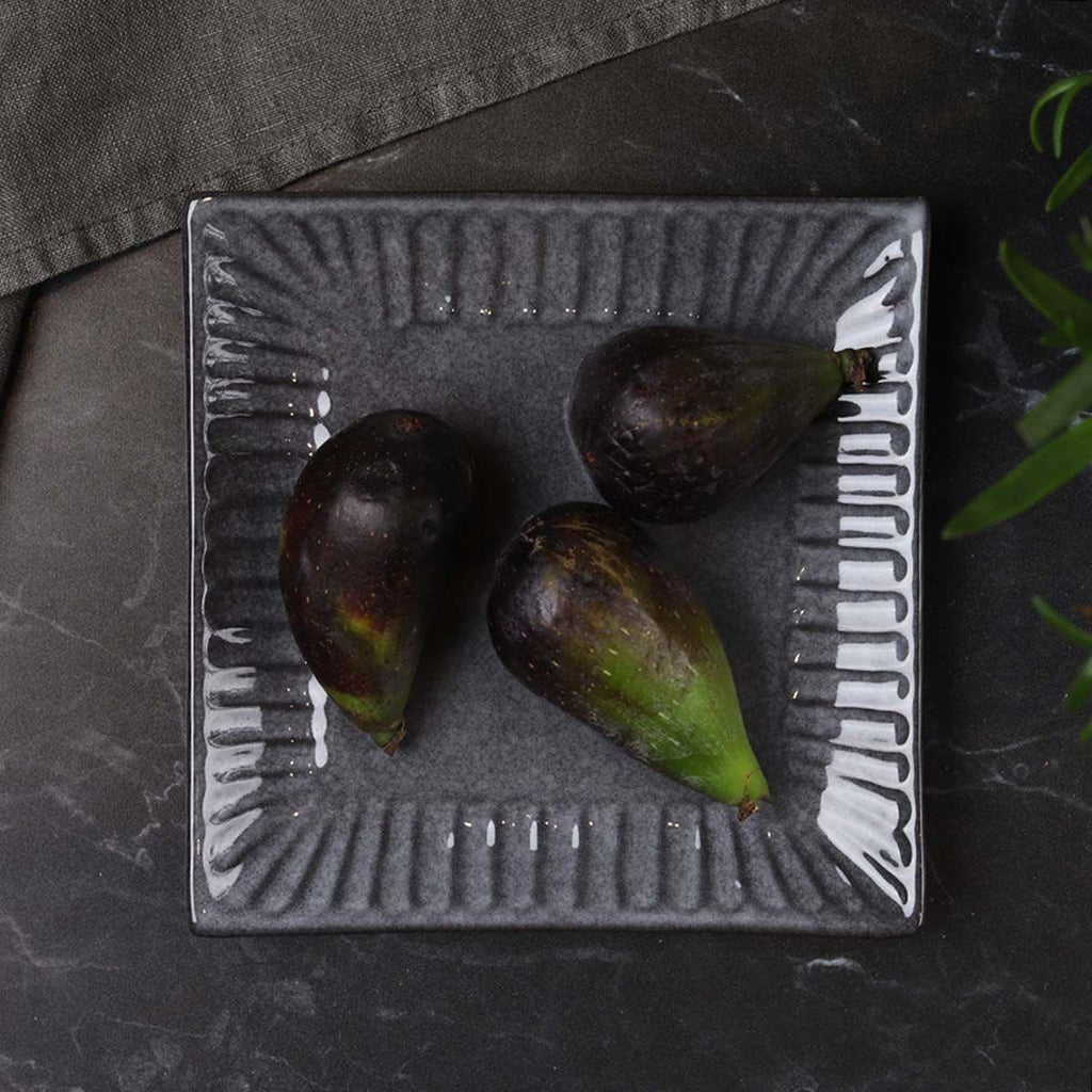 Grey Square Fluted Plate - Distinctly Living