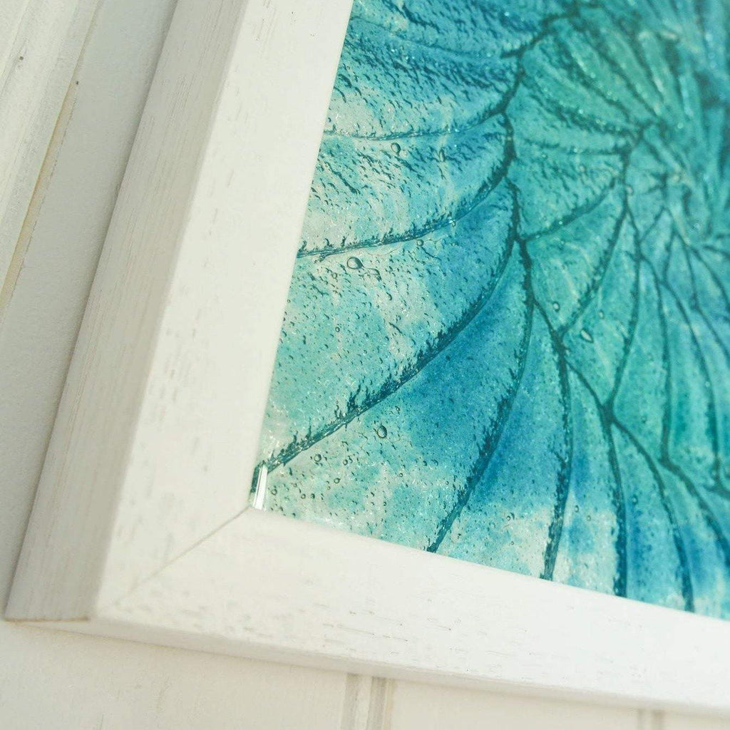 Handmade Glass Picture - Ammonite - Turquoise and Blue - Distinctly Living 