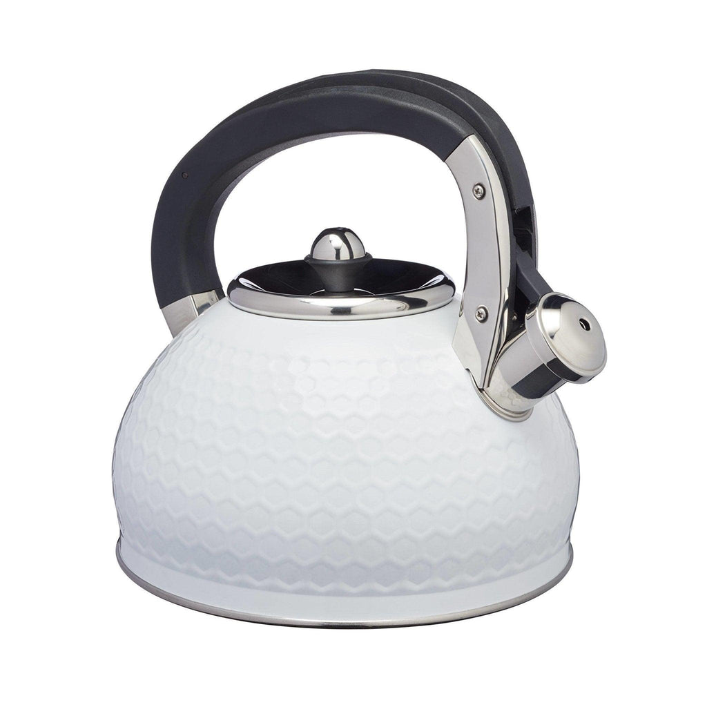 Hex Whistling Stove Top Kettle in White or Silver Grey - Distinctly Living