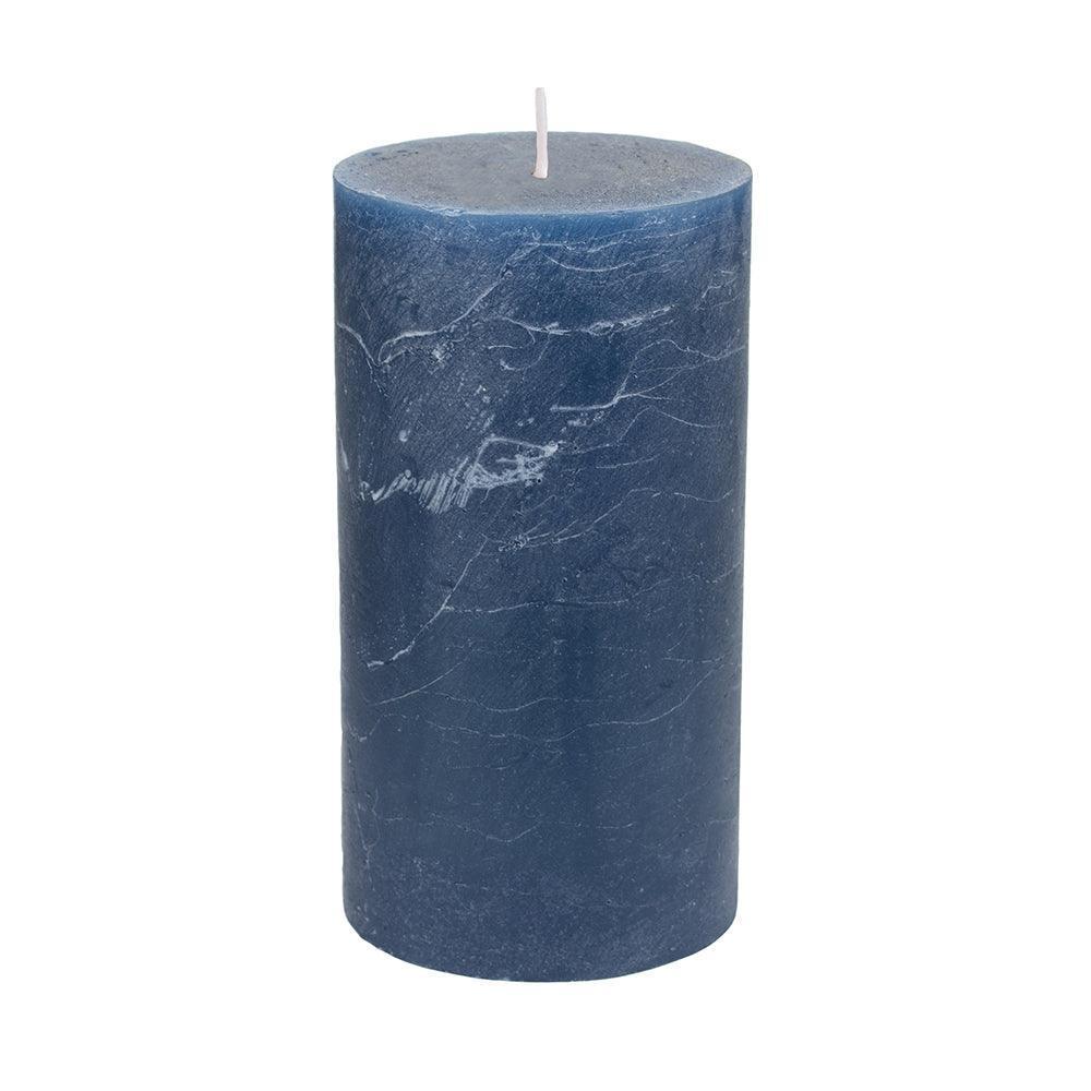 Inky Blue Rustic Pillar Candle - Distinctly Living