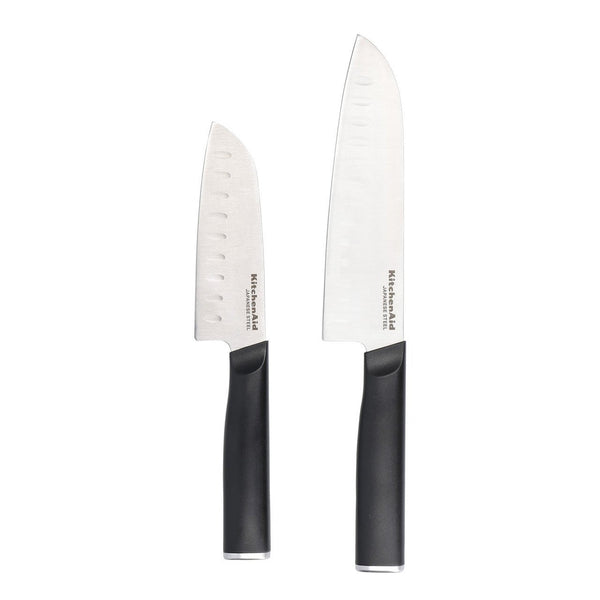 KitchenAid Classic Santoku Set, 2 High-Carbon Scalloped Japanese Steel Knives - Distinctly Living