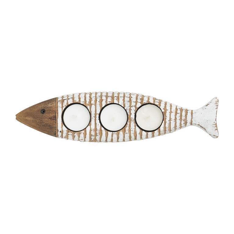 Large White Fish Triple Tealight Holder - Distinctly Living 