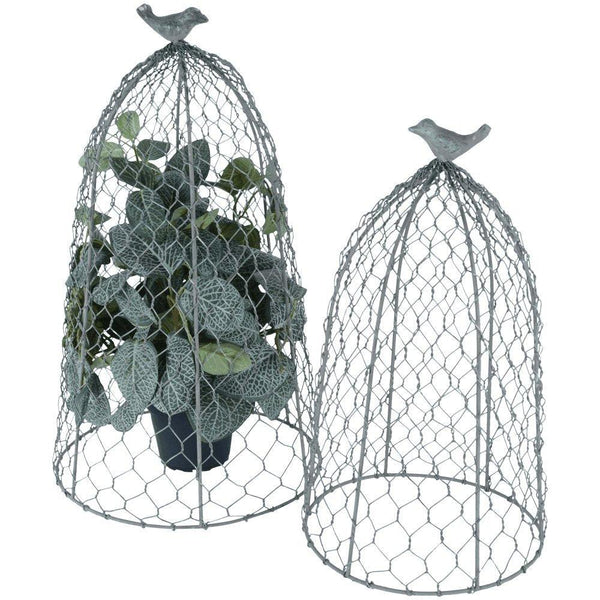 Large Wire Garden Cloche With Bird - Distinctly Living 