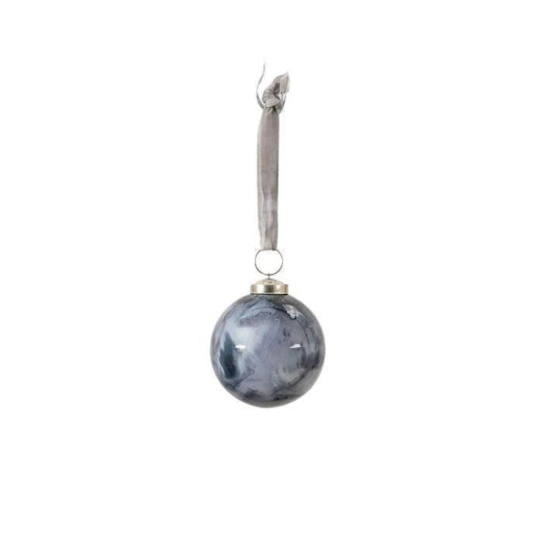 Marbled Silver Xmas Tree Bauble - Small - Distinctly Living