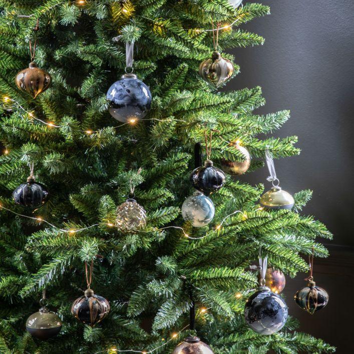 Marbled Silver Xmas Tree Bauble - Small - Distinctly Living