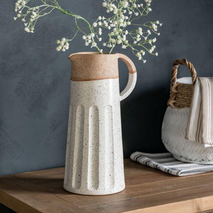 Marlow Pitcher - Flecked White - Distinctly Living 