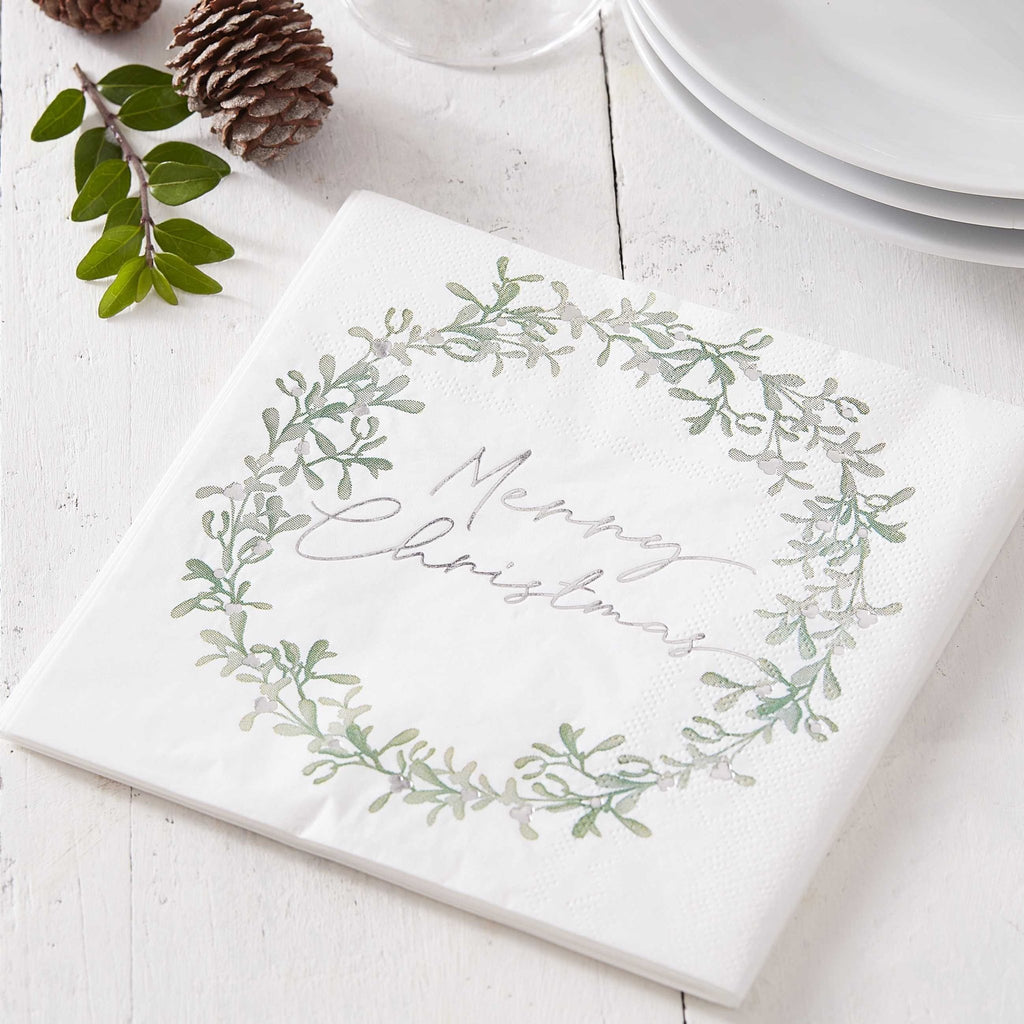 Merry Christmas Mistletoe Napkins - Distinctly Living