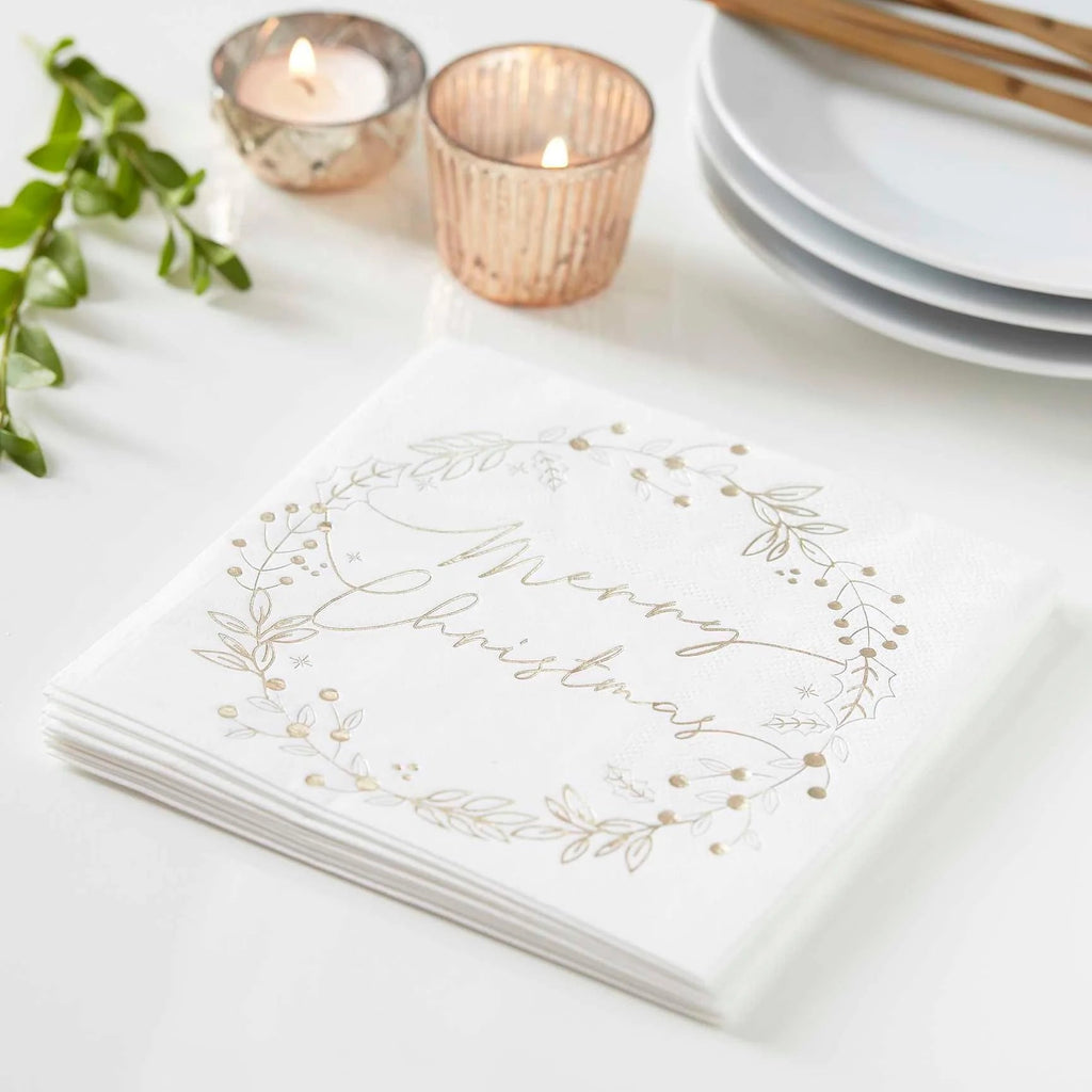 Merry Christmas Snow White Napkins - Distinctly Living